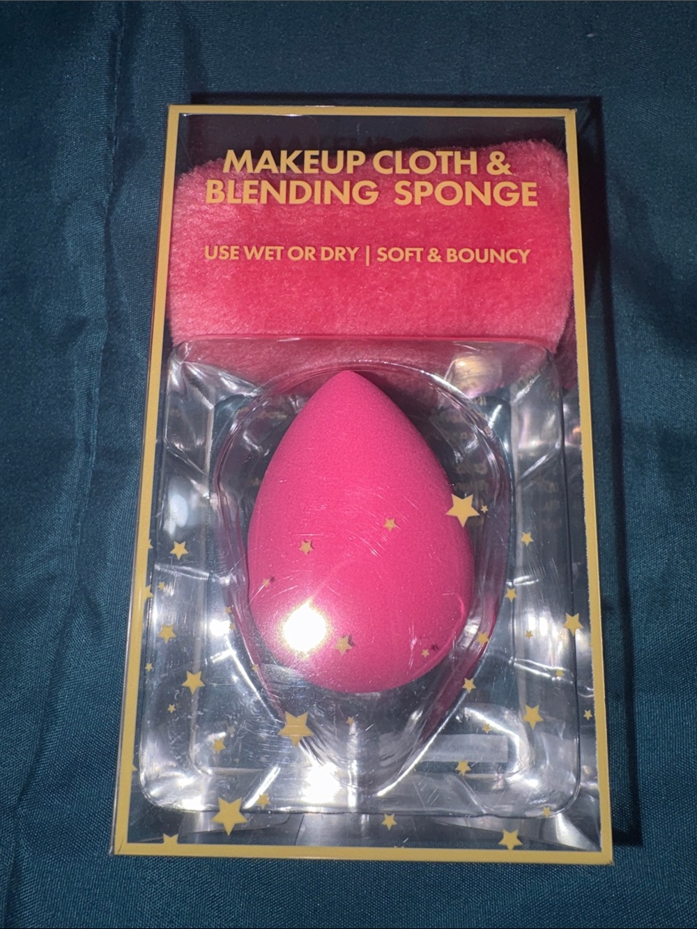 Hot Pink Makeup Blending Sponge & Cloth Set